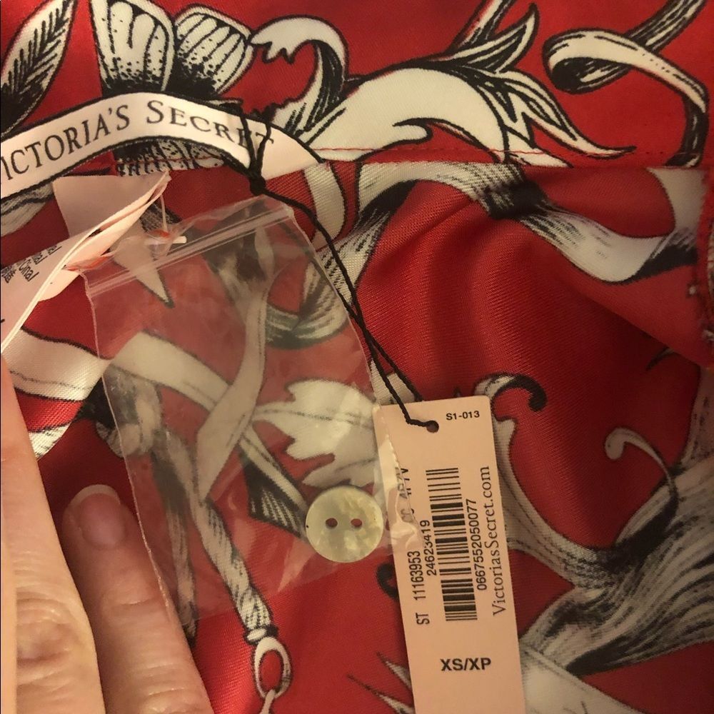 Black Cherry Floral Ribbons Satin Pajamas Set - Picture 8 of 8